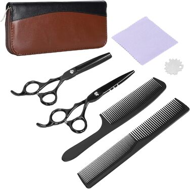 Набір професійних ножиць для грумінгу собак та котів: ножиці для розрідження та прямі, гребінець