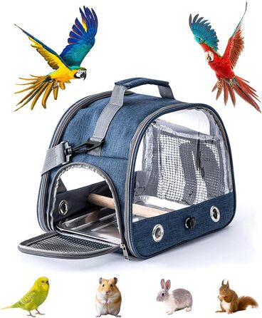 Переносна клітка для птахів Glenmi з підставкою та легкою у чищенні підсіткою, для подорожей, папуг та щуряків (Синій)