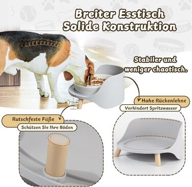 Підвищена стійка для великих мисок для собак - годівниця для середніх та великих собак - для мисок діаметром до 20,2 см - сірого кольору (миска не входить до комплекту) Large сірий