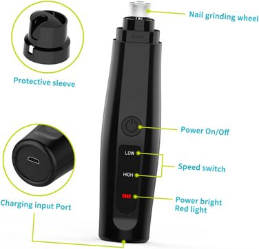 Електричний триммер для нігтів Milisten для собак та котів. Безпечний, тихий, з алмазним покриттям, довговічний