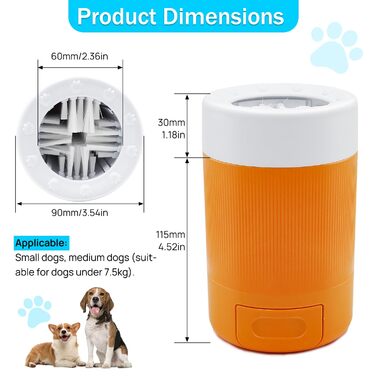 Очищувач лап для собак середніх порід, мийка для лап, пристрій для миття лап, аксесуар для догляду за тваринами (Помаранчевий)