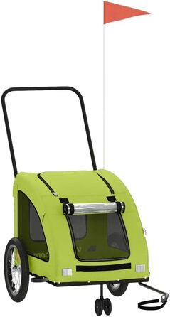 Фургон для собак Fasba: велосипедний причіп для тварин з відбивачами, прапором, зелений, 63,5 x 124,5 x 66 см