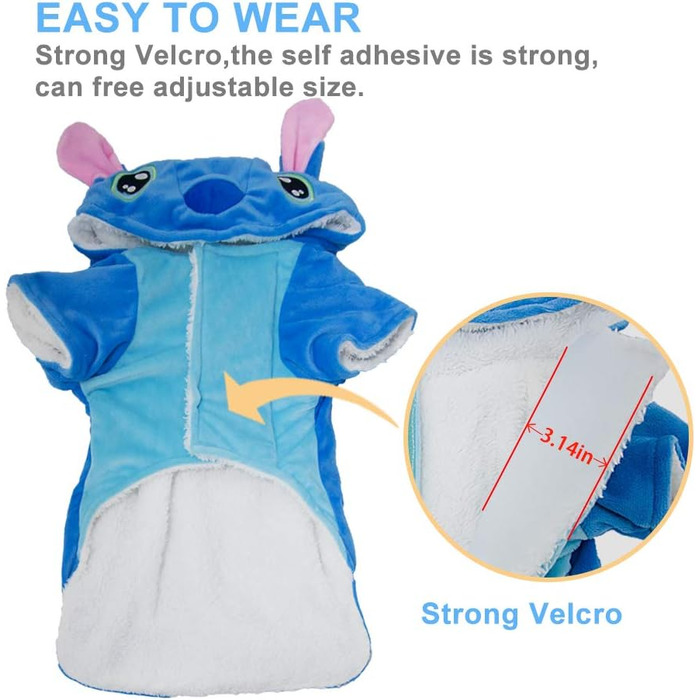 Костюм для домашніх тварин Gimilife: теплий халат-піжама для собак та котів, S (вага 3-7 кг, обхват грудей 44 см)