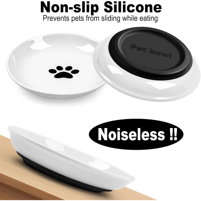 Набір мисок для котів з кераміки (6 шт.), анти-котячі вуса, широкі, протиковзкі, для корму та води