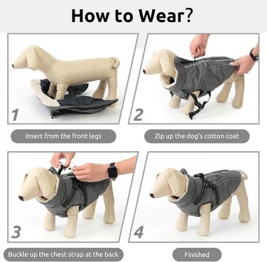 Теплий зимовий одяг для собак Citétoile: куртка з блискавкою, вітрозахисна, з відбиваючими смугами та нагрудником (сірий, M)