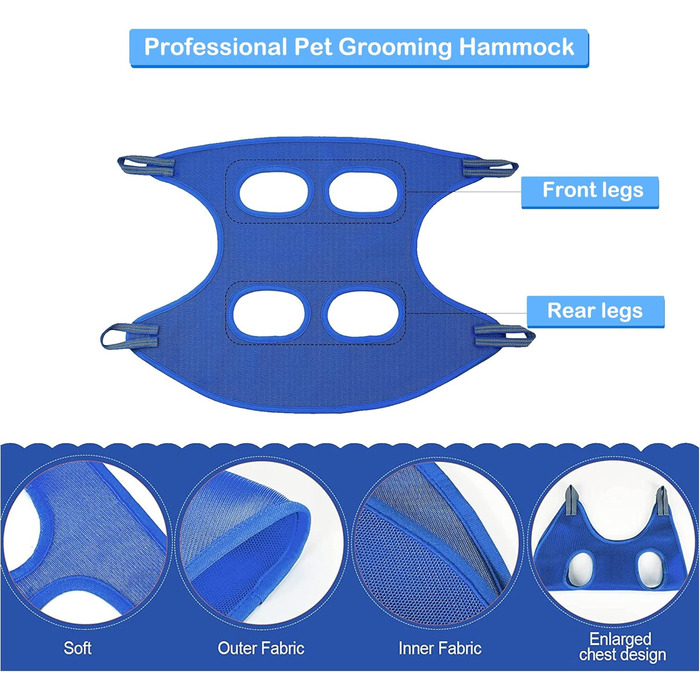 Набір для догляду за собаками та котами Allazone: гамак, триммер, щітка, інструменти для грумінгу, аксесуари для купання (блакитний)
