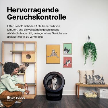 Автоматичний туалет для котів Litter-Robot 4 Whisker, чорний, самочищення, зменшує запахи, для будь-якого грудкуватого наповнювача