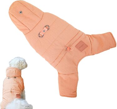 Зимовий одяг для собак: тепла куртка-худі для маленьких собак, 2XL, оранжева | Зручні зимові куртки для собак