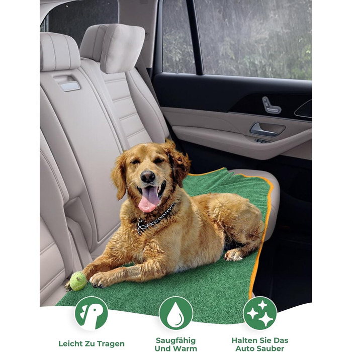 Рушник для собак з мікрофібри, халат для собак, швидковисихаючий, регульований, для великих, середніх та малих собак/котів (зелений, M)