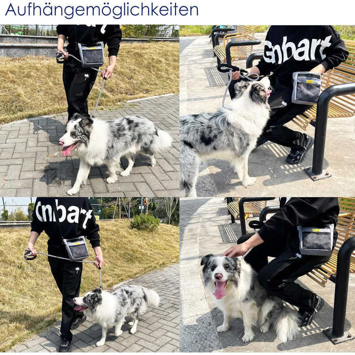 Сумка для ласощів для собак, багатофункціональна сумка для прогулянок з силіконовим кишеньком, мішок для корму для дресирування собак та дозатор ласощів, ідеальна для активного відпочинку на вулиці (Чорний 4 чашки) (6. Сірий 4 чашки)