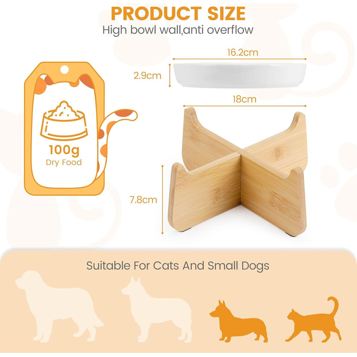 Миска для котів Happy Hachi з підняттям, керамічна, для повільного годування, протиковзаюча, для котів та маленьких собак (зелена)