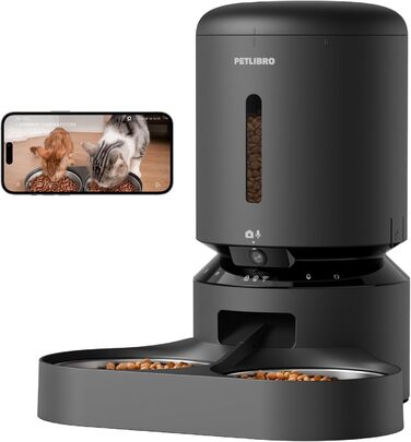 Автоматична годівниця для котів PETLIBRO 5 л з 1080P камерою, Wi-Fi 5G, додатком, нічним баченням, сигналом руху та звуку, для сухого корму, підходить для кількох домашніх тварин