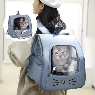 Рюкзак для кота з сіткою, портативний та складаний, переноска для домашніх тварин, дихаючий та складаний рюкзак для домашніх тварин, з прозорим вікном, для тварин до 6,5 кг