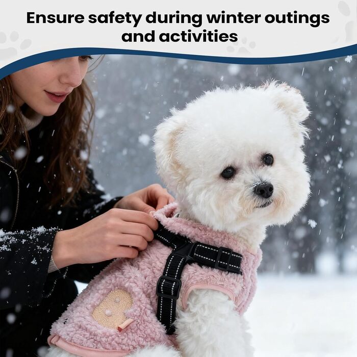 Зимовий теплий куртка для собак, вітронепроникний, з флісовою підкладкою, з отвором для повідка, для дрібних та середніх собак, підходить для прогулянок, спорту та походів, рожевий та білий