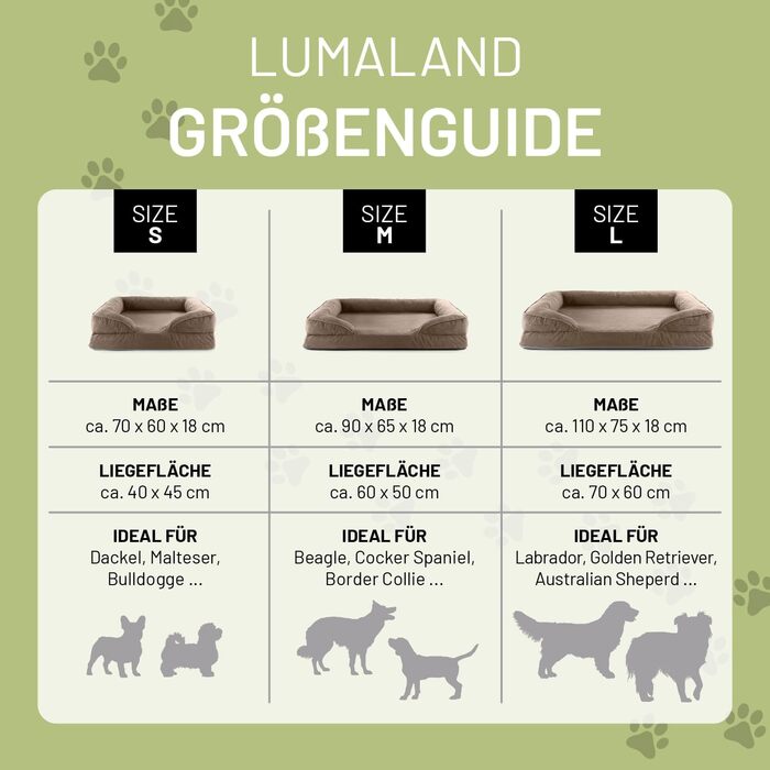 Ортопедичне ліжко для собак Lumaland з корду | Ергономічне собаче ліжко-софа 110x75 см - для великих собак | Нековзне дно | Зручна наповнювач та знімна чохол | Корзина для собак з Memory Foam Cord - Світло-коричневий 110 x 75 см - L