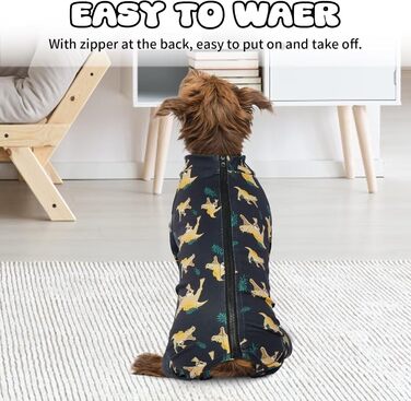 Піжама для собак IDOMIK, м'яка піжама з блискавкою, дихаюча сорочка для собак для хлопчиків та дівчаток, одяг для собак, цілісний костюм, костюм для відновлення для маленьких, середніх та великих собак M(Обвід грудей: 48 см) (XL(Обвід грудей: 59.9 см), Те