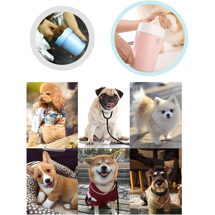 Автоматична чаша для миття лап домашніх тварин | Переносний очищувач лап для собак та котів | Рожевий |