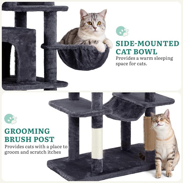 Дерев'яний комплекс для котів YITAHOME з подряпальниками, будиночком та лежаками, 157 см, сірий