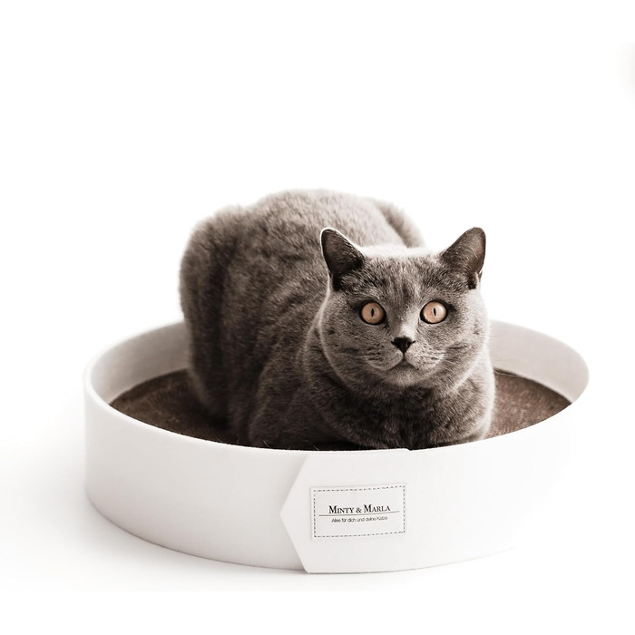 Котяче дряпальний борд Minty&Marla® з котячою м'ятою | Дряпальний борд для котів | Котяче ліжко-дряпалка | Білий