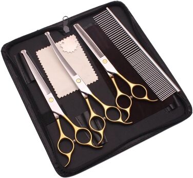 Набір для грумінгу собак: ножиці для шерсті, ножиці для фінальної обробки, гребінець, нержавіюча сталь
