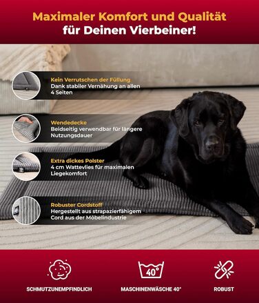 Килимок для собак HS-Hundebett® з флісовою підкладкою, XS – Практичний, миючий, перекидний – М'який, затишний – Зелений, виготовлено в Німеччині (Антрацит, 95x135 см)