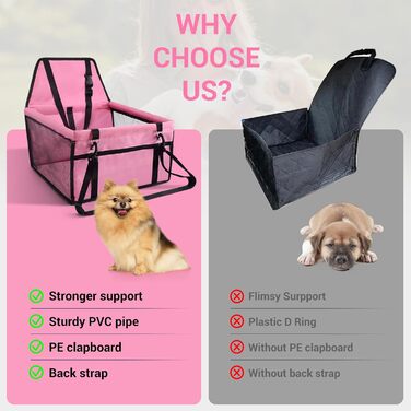 Автокрісло для собак у багажник, рожеве: з дихаючого оксфорду, для маленьких та середніх собак, з можливістю складання