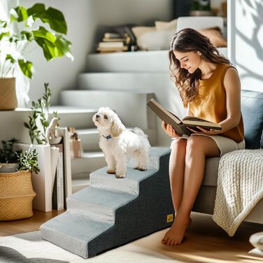 Сходинка для собак BingoPaw з 4 ступенями, 50 см, для ліжка та дивана, знімний чохол, антиковзаюче покриття, 72x40x50 см