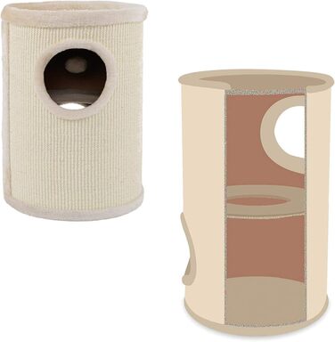 Котячий будиночок Lionto з сизалю, м'яким краєм та іграшкою, 50 см - стабільний котячий будиночок для маленьких та великих котів, догляд за кігтями та розваги