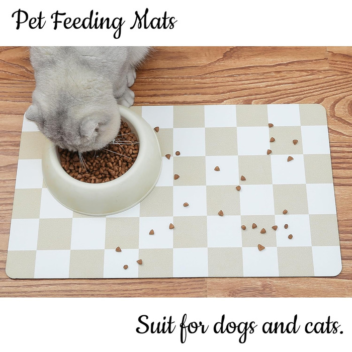 Килимок для годування собак Ralxion Karierte, водопоглинаючий, шаховий принт, бежевий, хакі, аксесуари для тварин