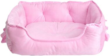 М'яке ліжко для собак M&Catree з подушкою, антиковзаюча, миється, плюшеве, для маленьких та середніх собак, рожеве, розмір L (40 x 50 x 22 см)