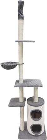 Дряпка для котів Bontoy FILOU, сіра, висота 240-260 см, багато місця для ігор і точіння кігтів, кордова тканина