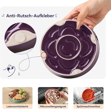 Керамічна годівниця для собак маленьких порід з антислизьким дном - годівниця для собак та котів - підходить для сухого та вологого корму - фіолетовий колір - 180г, маленька