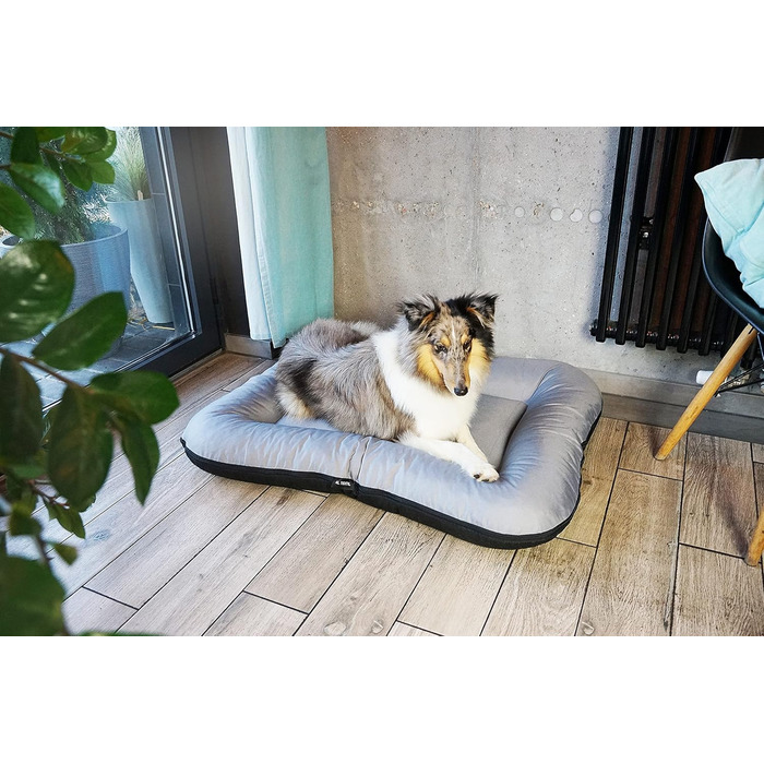 Ліжко для собак середніх порід 4L Textil KLEO, 90x70 см, бежеве, з блискавкою. Також: килимок, матрац, подушка для собак. Розміри: 80x60x10 см (сірий, з блискавкою)