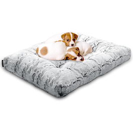 Делюкс лежанка для собак маленьких порід, м'яка підстилка в клітку, товста лежанка для собак, пухнаста килимок для домашніх тварин, 76.2 x 55.9 x 7.6 см, Сірий, Medium