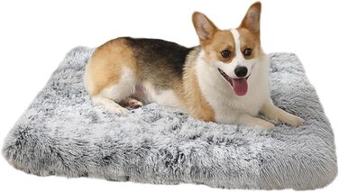 М'яке ліжко для собак середніх порід та котів, 75 x 50 x 8 см, плюшеве, миюче, сірий омбре