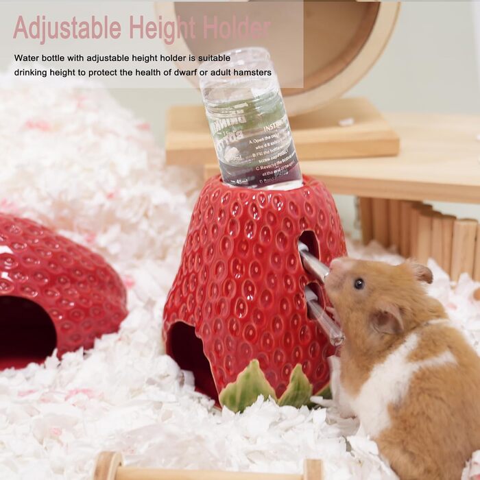 Керамічна пляшка для води для хом'яків Kelivi з кріпленням, 80 мл, без протікання, червона