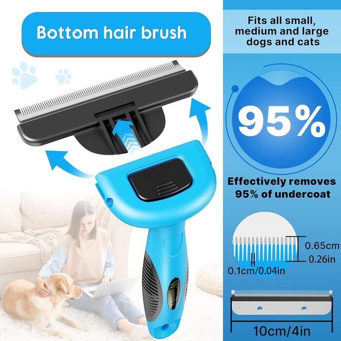 Двостороння щітка для вичісування підшерстка котів та собак | Для середніх та великих порід | З нержавіючої сталі