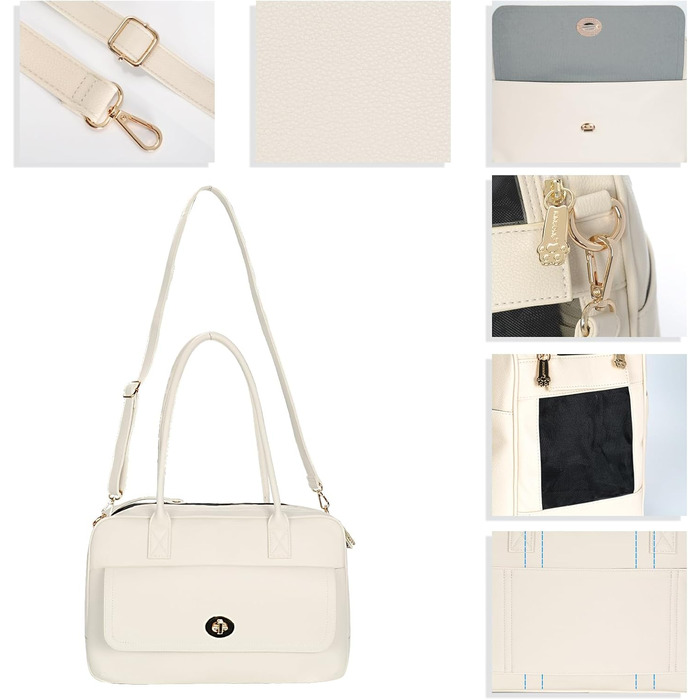 Сумка-переноска для тварин Modische: стильна сумка-переноска для собак та котів, білий/оптичний сад, схвалена TSA