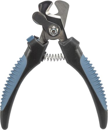 Ножиці для догляду за кігтями TRIXIE для собак, котів, дрібних тварин та птахів - безпечний замок - обмеження запобігає надмірному скороченню - нержавіюча сталь - гумова ручка - чорний/синій - 13 см - 2371