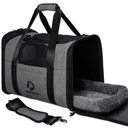Транспортна сумка для котів та собак Petula Katzentasche & Hundetasche – сіра, до 13 кг, складна, з підстилкою та вентиляцією