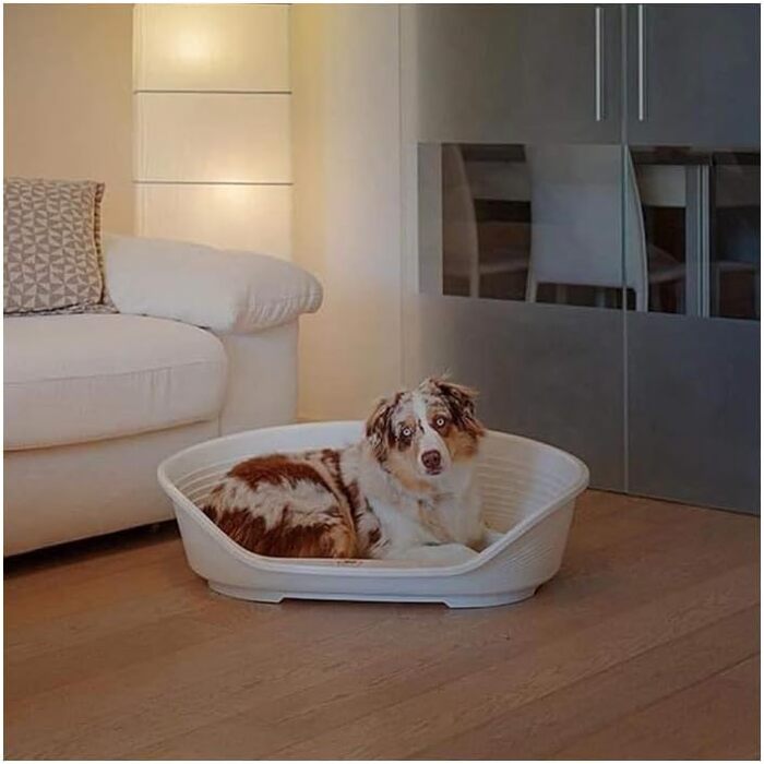 Лежанка для собак та котів Ferplast Siesta Deluxe, пластикова, середнього розміру, 62 x 41 x 23,5 см, темно-сіра