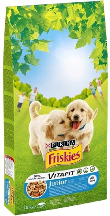 Корм для цуценят Friskies Junior з куркою, молоком та овочами, 15 кг