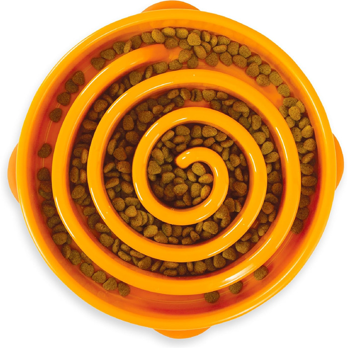 Antischlingnapф Outward Hound для собак - великий, Slow Feeder, запобігає здуттям, нековзний, міцний, оранжевий (Fun Feeder L Orange)