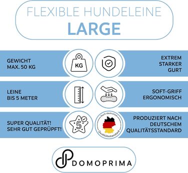 Рулетка для собак DOMOPRIMA, 3 розміри (S, M, L), 4 кольори (сірий, блакитний, зелений, рожевий) - Міцна та безпечна рулетка з відбиваючим ремінцем. Зелена, L