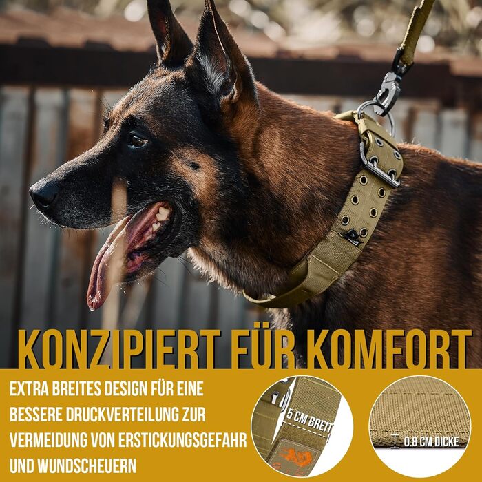 OneTigris Пояс для собак 5см з ручкою та патчем, великий розмір (XL, Коричневий)