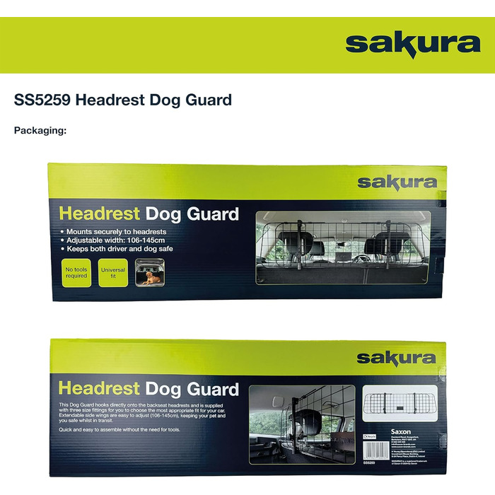 Захист для собак у автомобілі Sakura SS5260 - універсальний, для хетчбеків, SUV, універсалів, MPV, без інструментів, регулюється по висоті та ширині