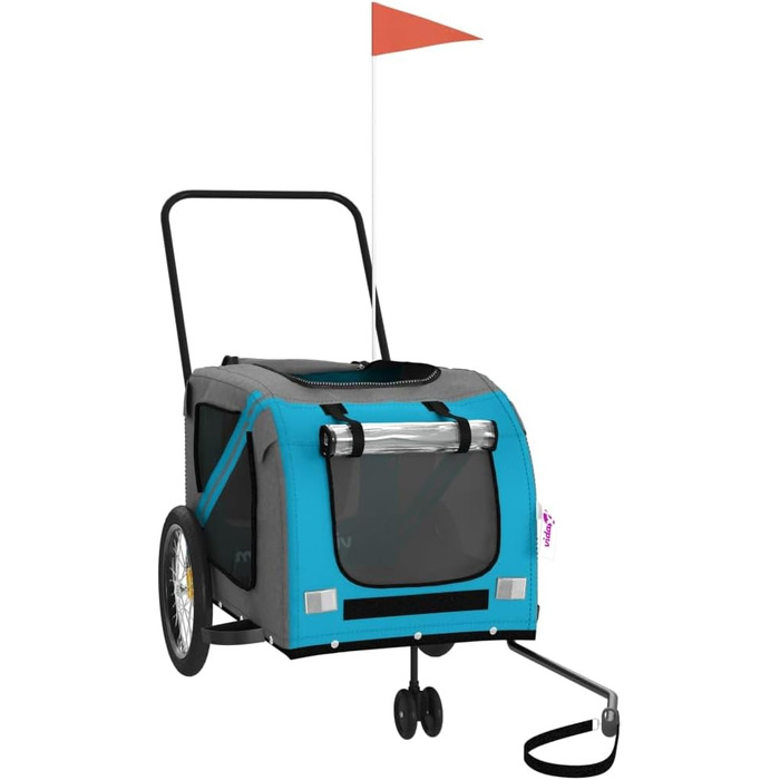 Причіп для тварин на велосипед, Oxford, оксфордська тканина та метал, тип 1, помаранчевий та синій (134 x 68 x 72 см)