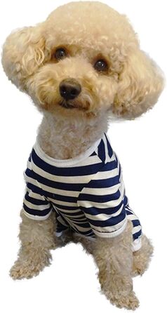 Захисний боді для собак після операції, боді для собак після кастрації/стерилізації, захисний одяг для собак з відкритими лапами, з отвором для рани, з нейлоновою застібкою, для собак з алергією, лисістю, післяопераційний одяг, блакитно-білий в смужку (S)