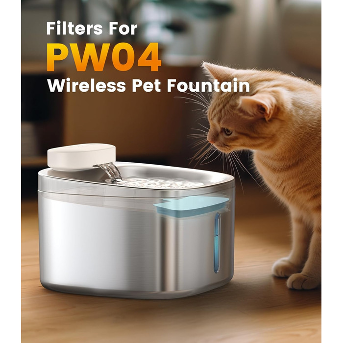 6 шт. Запасні фільтри для кавоварки/поїлки для котів на 3.5л з нержавіючої сталі, модель PW04
