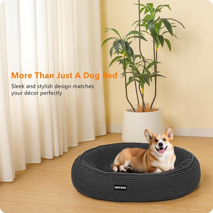 Кругле ліжко для собак середніх порід, котяче ліжко, зручне, знімне, Ø 70 см, 70x70x20 см, темно-сіре